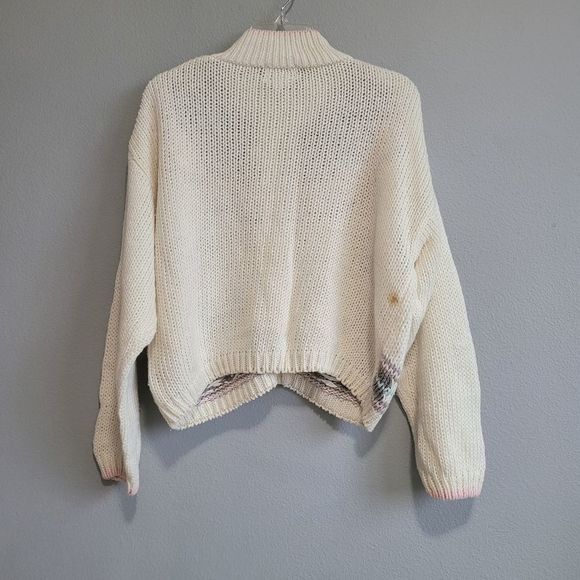 Vintage Pastel Fair Isle Handknitted Cardigan Size M - Picture 3 of 6
